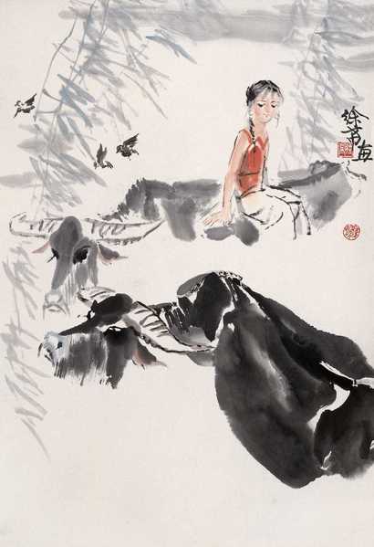 徐希 牧牛图 立轴